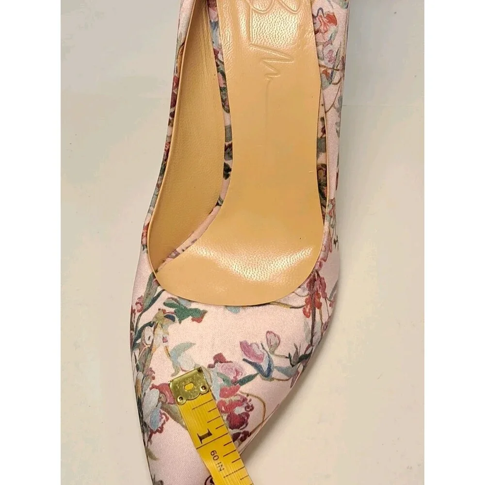 NEW Brandon Maxwell Size 38/US 7.5-8 Pink Classic Floral Satin Pumps 4.5